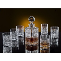 Carafe et 6 verres &agrave; whisky. Cristal de Boh&egrave;me.