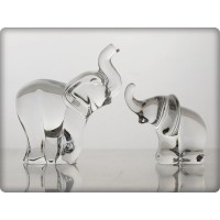 Famille des &eacute;l&eacute;phants en cristal. Taille : 8cm et 5cm