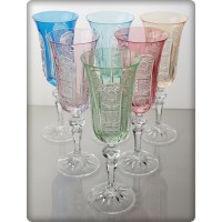 Coffret de 6 fl&ucirc;tes &agrave; Champagne. Multicolore.