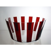 Coupe en verre 23cm. Collection Rayure Rouge.