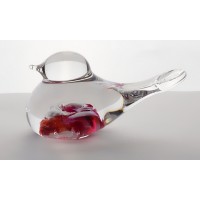 Figurine oiseaux rouge en cristal. Taille : 7cm.